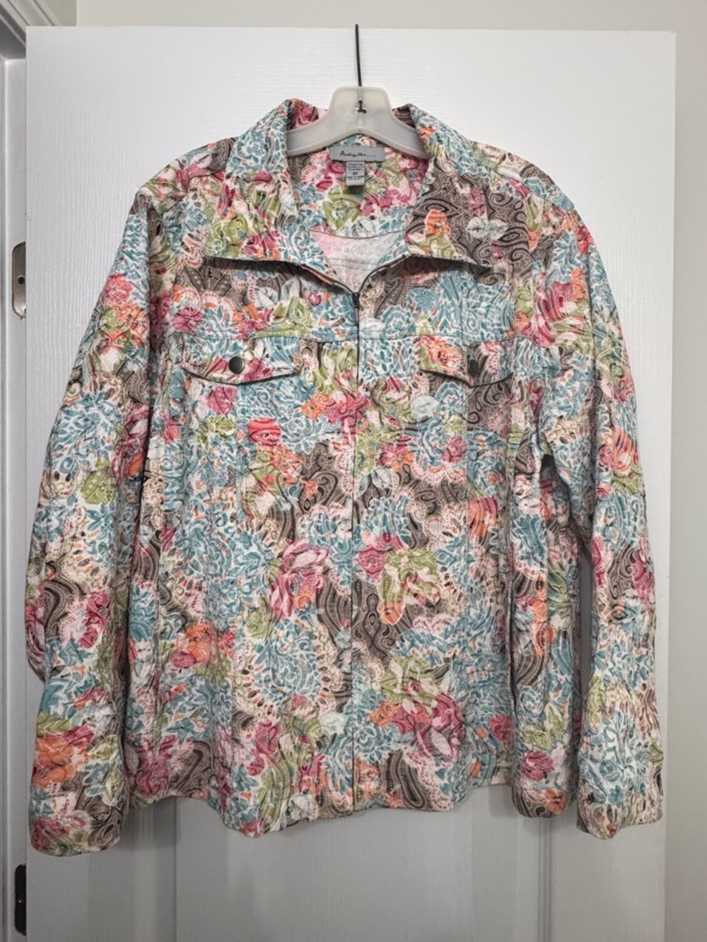 Analogy Plus Quilted Floral Jacket in Pastel Multi